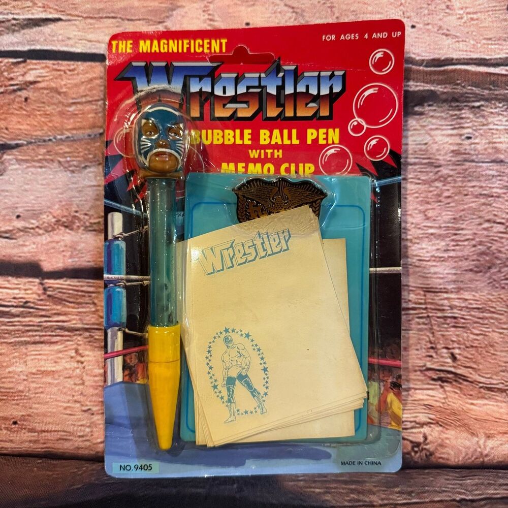 The Magnificent Wrestler Bubble Ball Pen with Memo Clip No. 9405 Lucha Mask